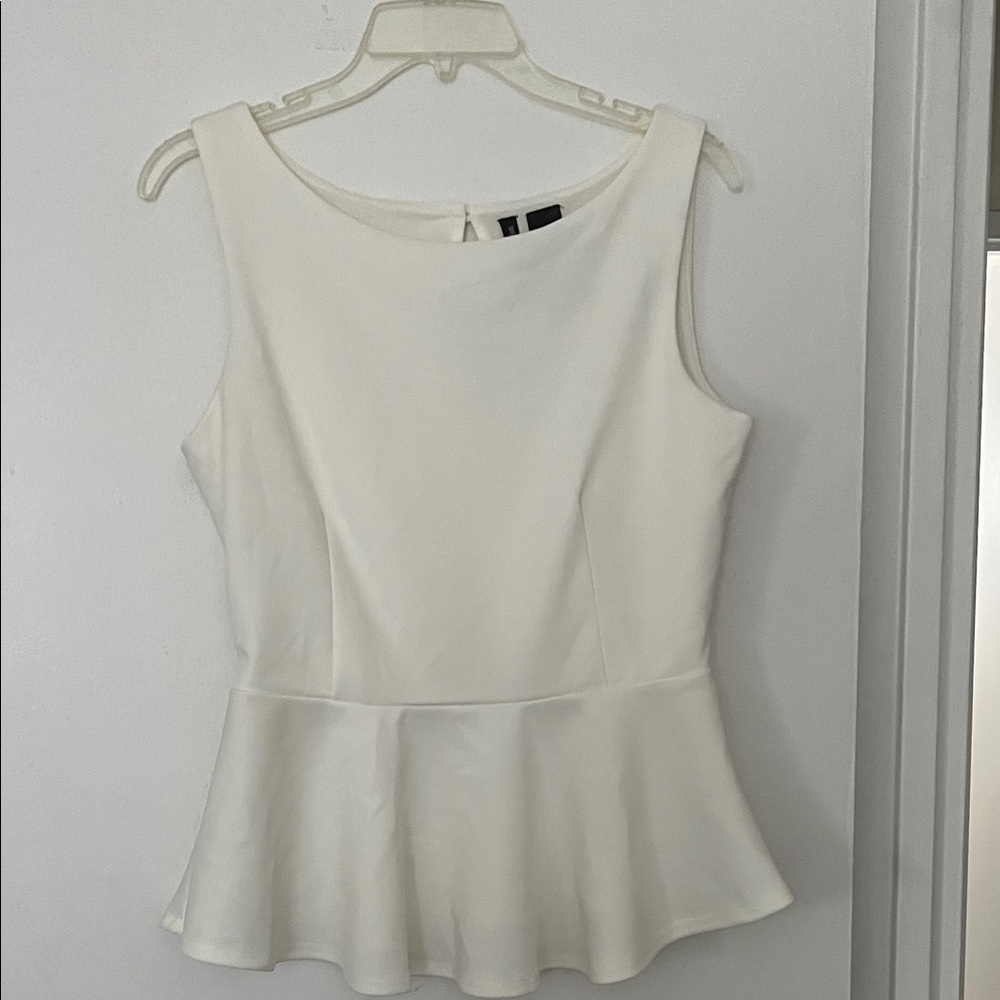 Bisou Bisou Cream Peplum Tank Top